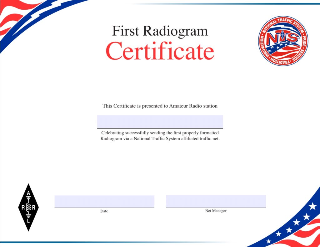 First Radiogram Certificate